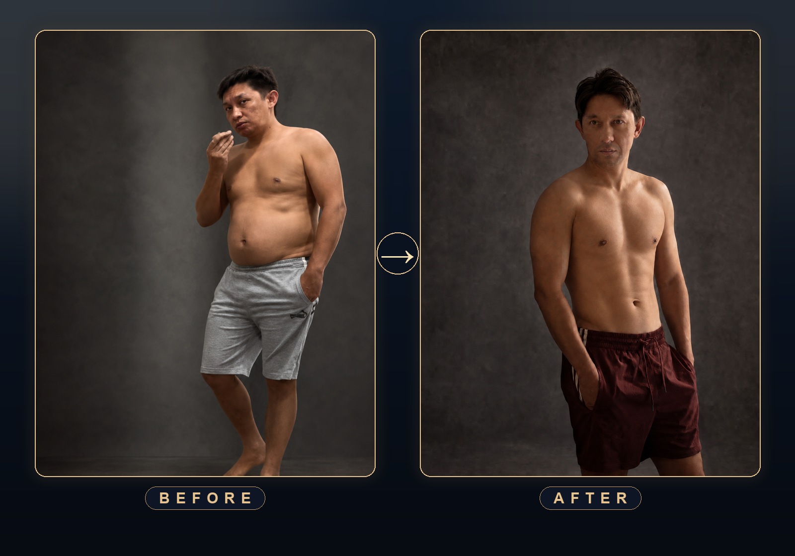 Before and after — 163 lb to 132 lb in 4 months